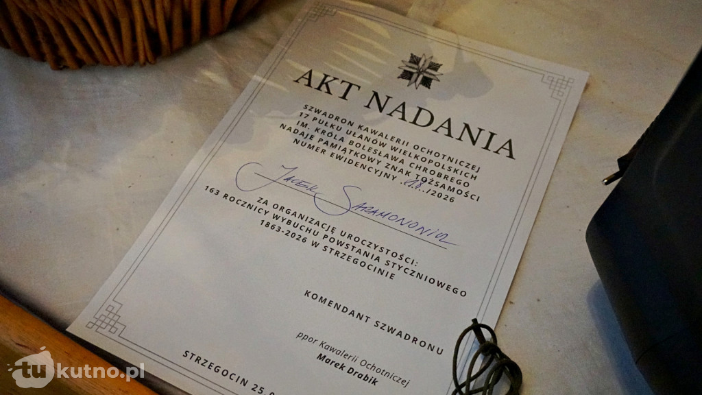 Uroczystość 163. rocznicy Powstania Styczniowego w Strzegocinie