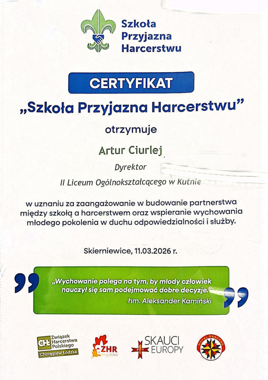 Kutnowskie szkoły przyjazne harcerstwu