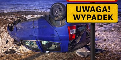 Prawie 3 promile, zakaz jazdy i dachowanie w rowie