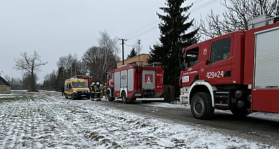 Pożar w gminie Dąbrowice. Na miejscu liczne zastępy straży i śmigłowiec