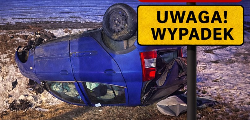 Prawie 3 promile, zakaz jazdy i dachowanie w rowie