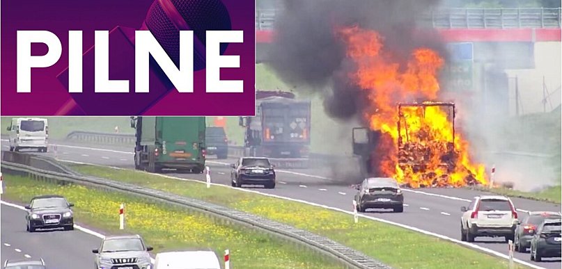 Płonąca ciężarówka na A1 pod Kutnem: Autostrada zablokowana w obu kierunkach