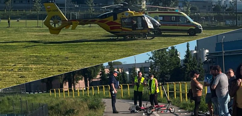 Wypadek z udziałem hulajnogi elektrycznej - lądował śmigłowiec LPR!