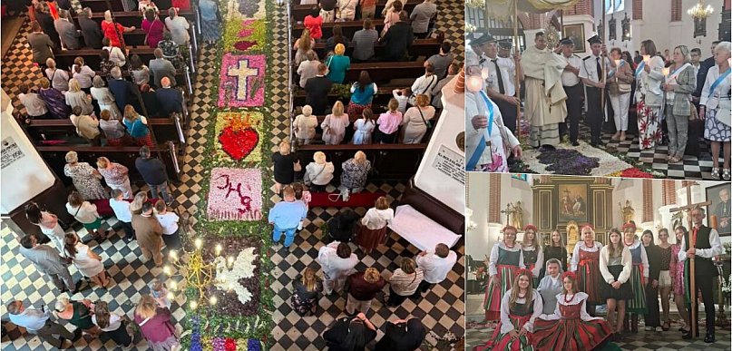 Boże Ciało w Strzelcach: Parafianie usypali zachwycający dywan z kwiatów