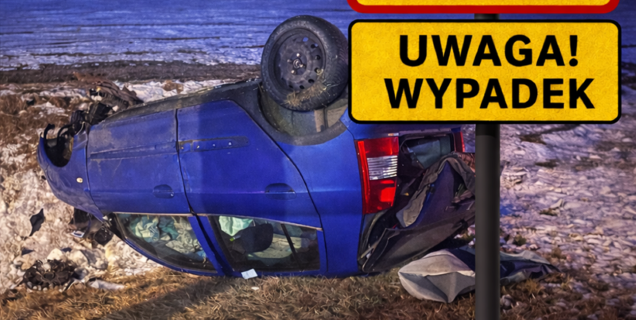 Prawie 3 promile, zakaz jazdy i dachowanie w rowie